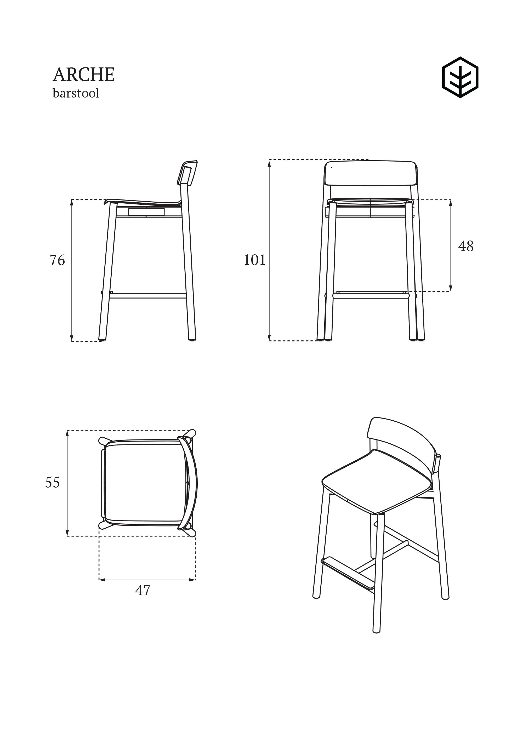 ARCHE bar stool / Natur oak - Image 14